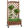 Best Choice Products Wood Planter Box & Lattice Trellis W/ Drainage, Optional Wheels - 48in
