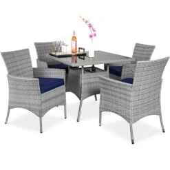 Best Choice Products 5-Piece Wicker Patio Dining Table Set W/ 4 Chairs