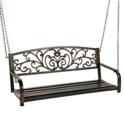 Best Choice Products 2-Person Metal Outdoor Porch Swing W/ Floral Accent, 485lb Weight Capacity