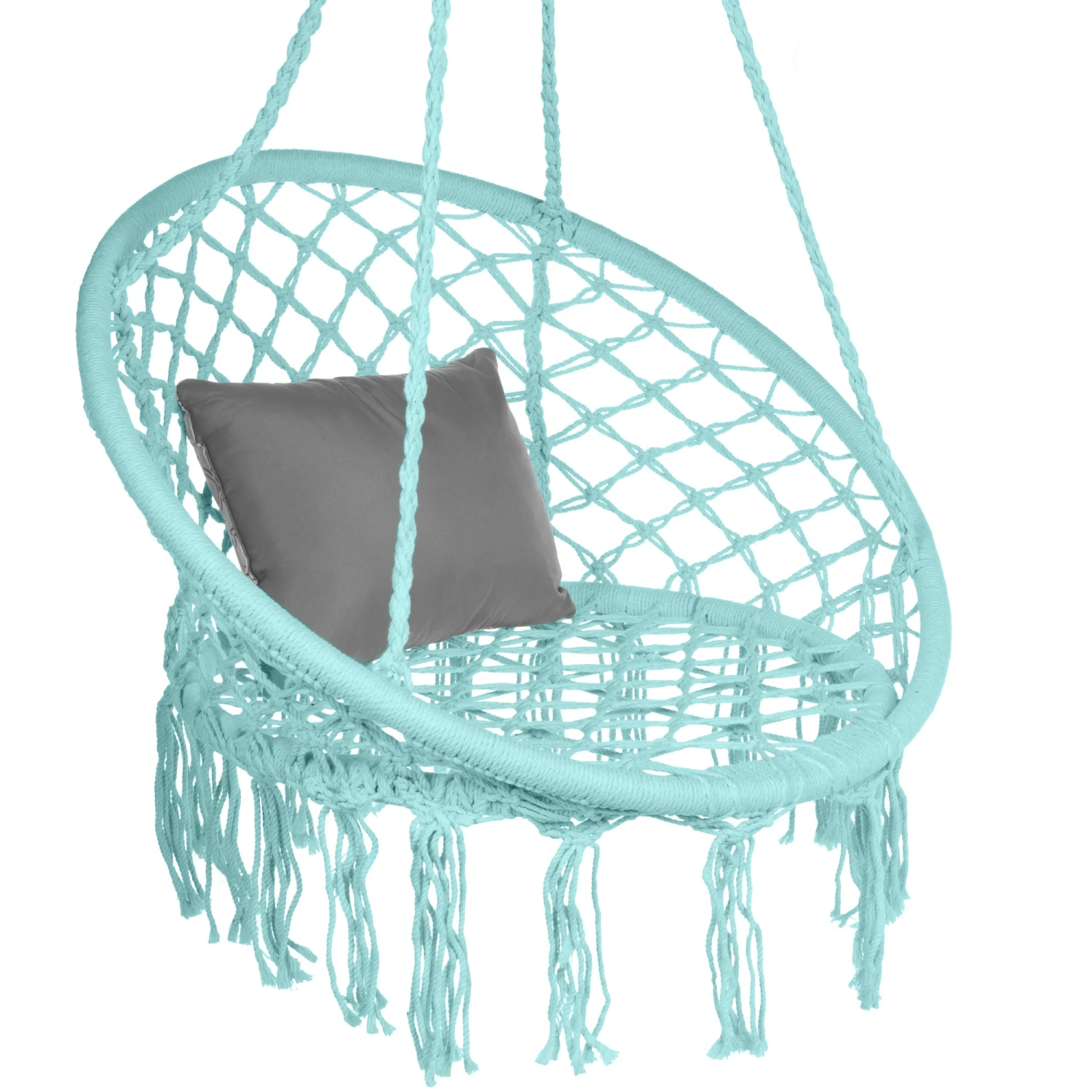 Best Choice Products Cotton Macrame Hammock Hanging Chair Swing, Handwoven W/ Backrest - Image 15