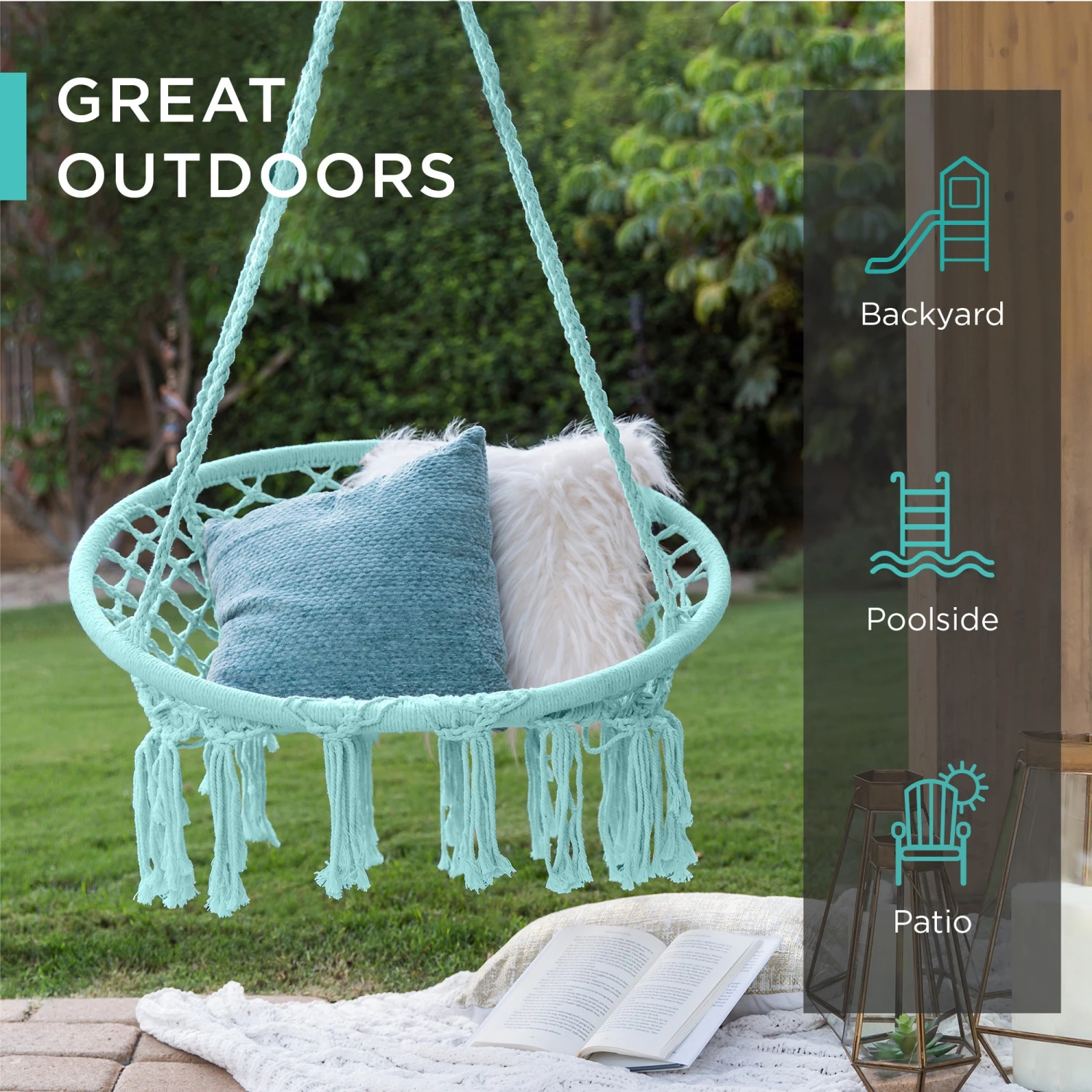 Best Choice Products Cotton Macrame Hammock Hanging Chair Swing, Handwoven W/ Backrest - Image 17
