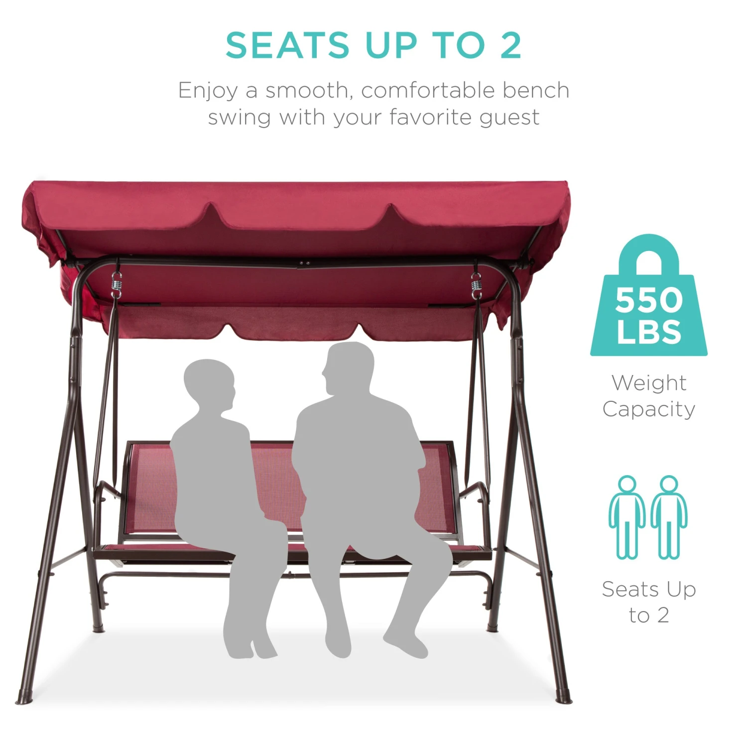 Best Choice Products 2-Seater Outdoor Canopy Swing Glider Bench W/ Textilene Fabric, Steel Frame - Image 10