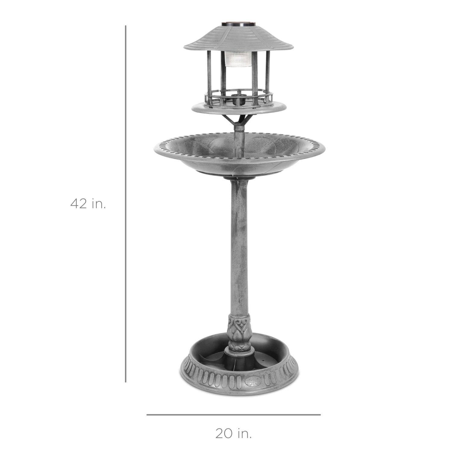Best Choice Products Solar Lighted Outdoor Pedestal Bird Bath W/ Planter, Decorative Bird Cage - Image 7
