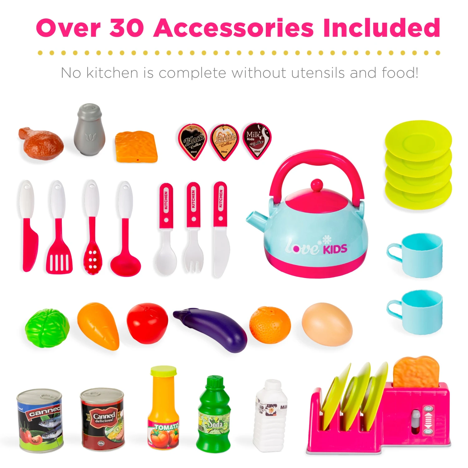 Best Choice Products Pretend Play Kitchen Toy Set For Kids With Water Vapor Teapot - Image 5