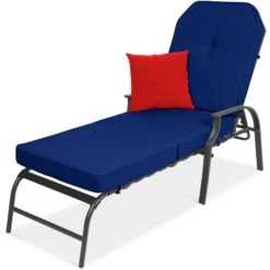 Best Choice Products Outdoor Chaise Lounge Recliner Chair Furniture W/ 2 Cushions