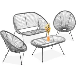 Best Choice Products 4-Piece All-Weather Acapulco Conversation Set W/ Table, Loveseat