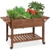 Best Choice Products Pre-Stained Mobile Raised Garden Bed Elevated Wood Planter Stand 57x20x33in