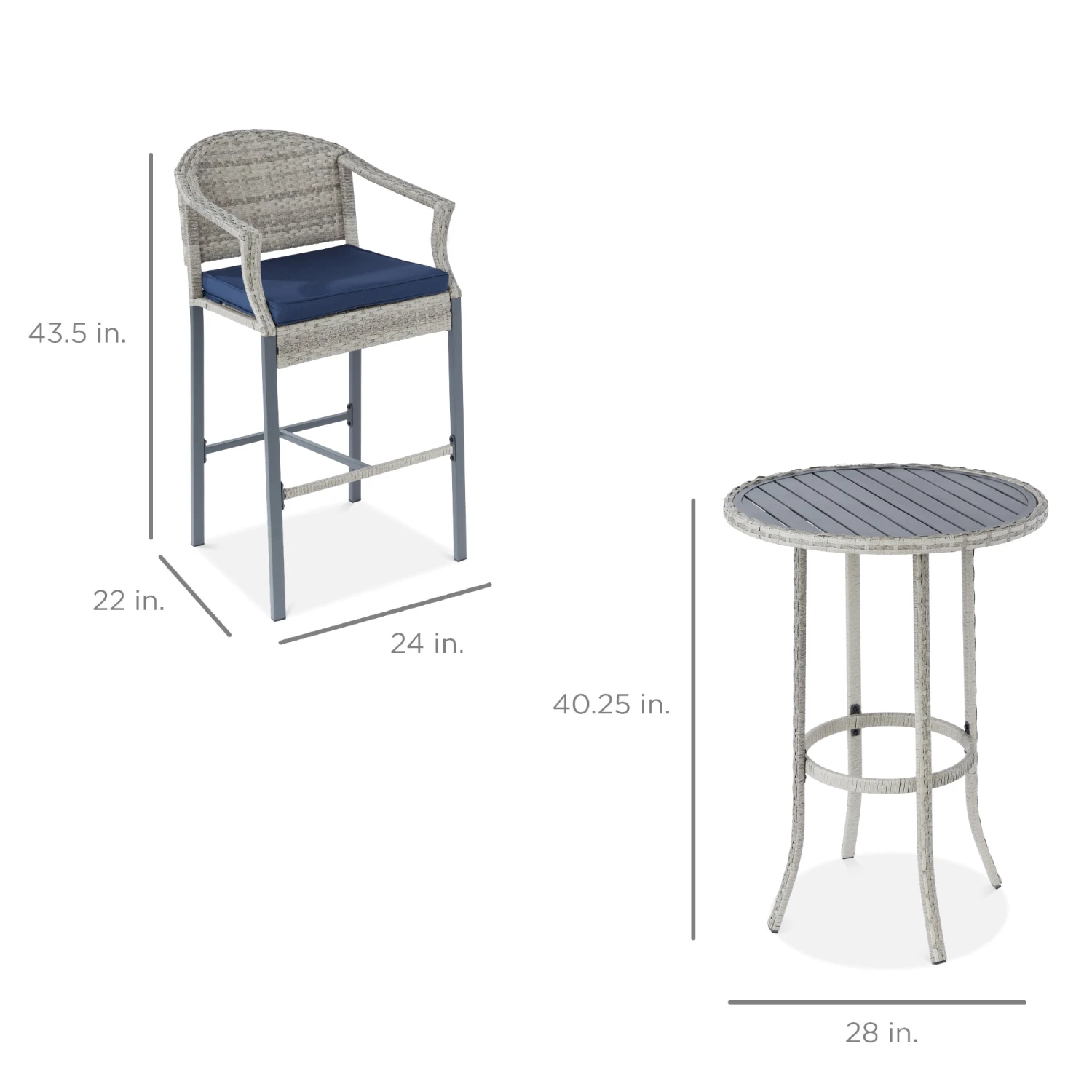 Best Choice Products 3-Piece Outdoor Bistro Wicker Table Bar Set W/ Bar Stools, Footrests - Image 7