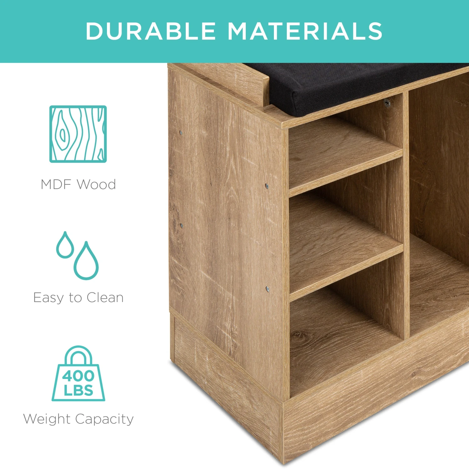 Best Choice Products Shoe Storage Rack Bench W/ Padded Seat, 10 Cubbies - 46in - Image 12