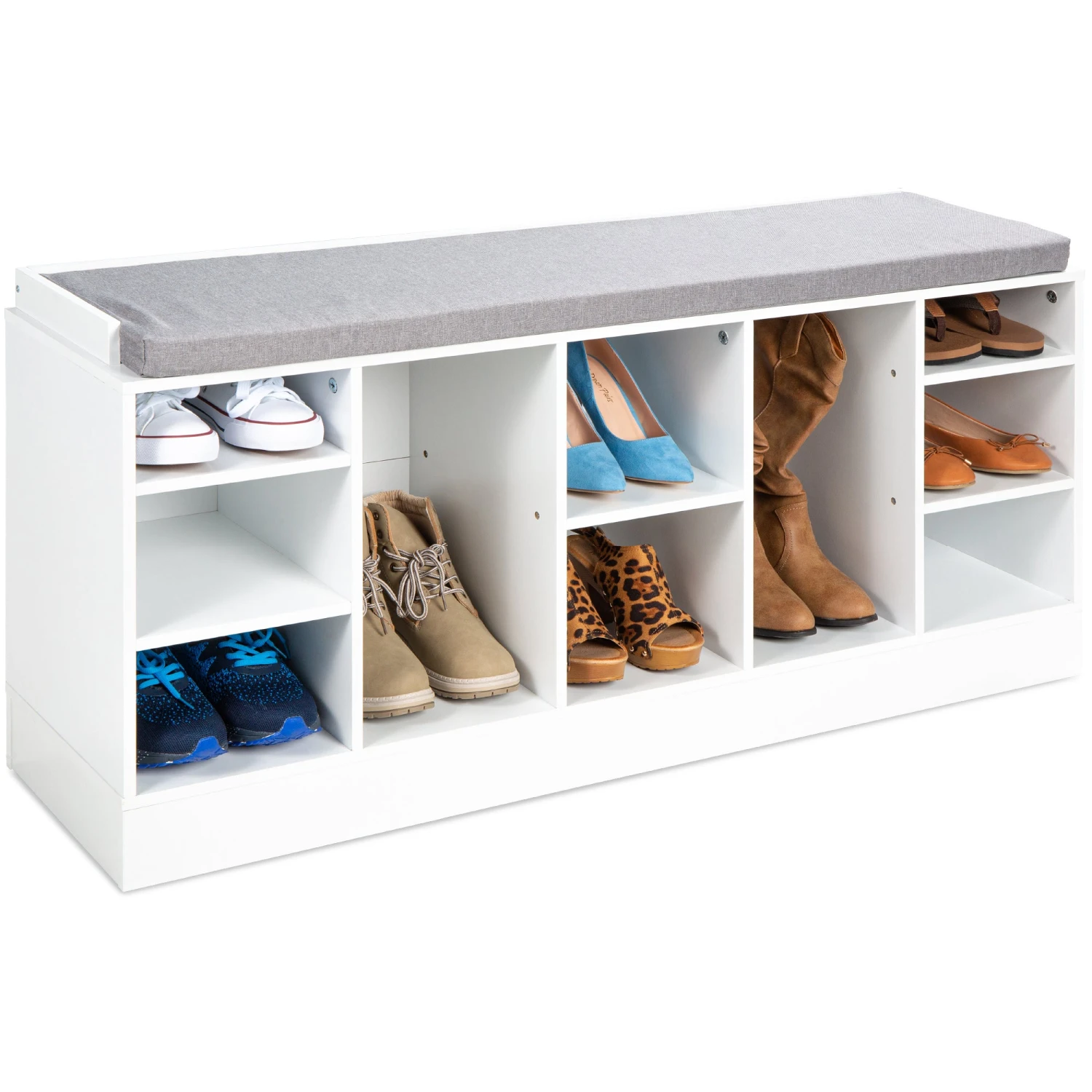 Best Choice Products Shoe Storage Rack Bench W/ Padded Seat, 10 Cubbies - 46in - Image 15