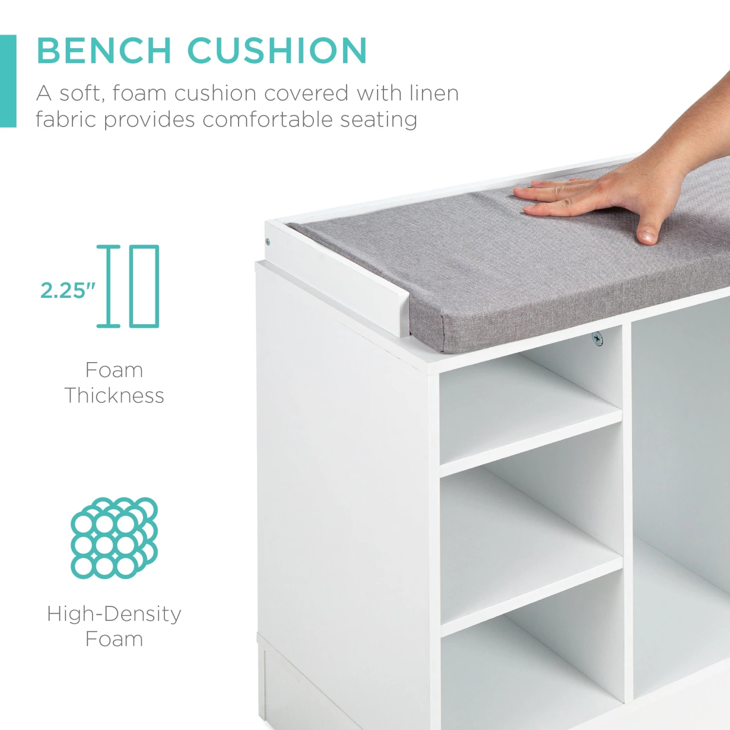 Best Choice Products Shoe Storage Rack Bench W/ Padded Seat, 10 Cubbies - 46in - Image 18