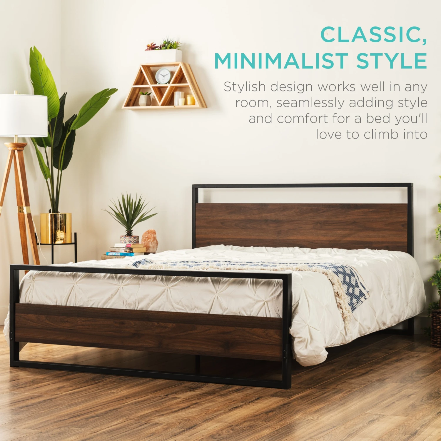 Best Choice Products Metal Wood Platform Queen Bed Frame W/ Wooden Slats - Image 2