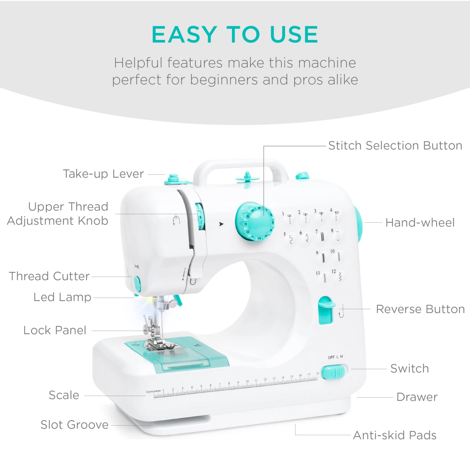 Best Choice Products 6V Portable Foot Pedal Sewing Machine W/ 12 Stitch Patterns - Image 4