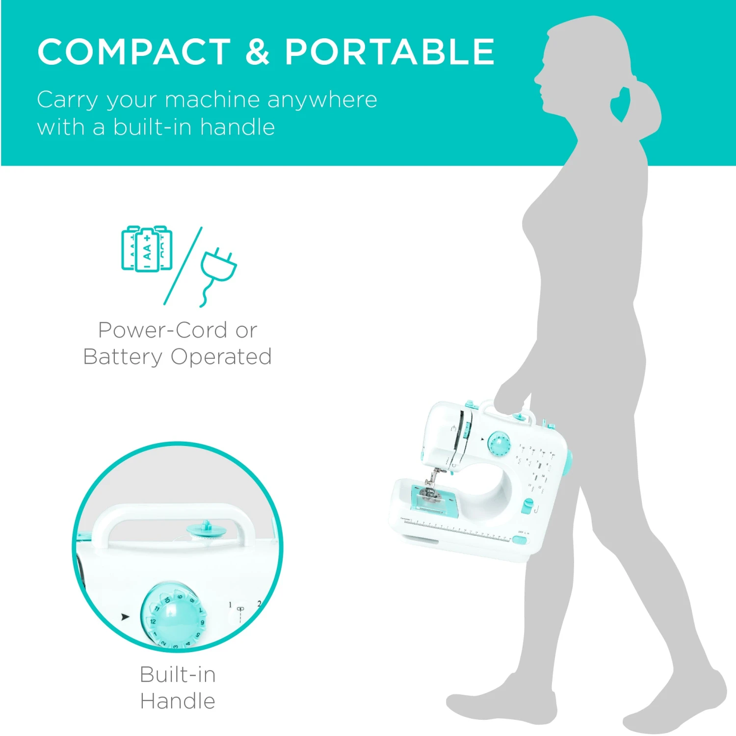 Best Choice Products 6V Portable Foot Pedal Sewing Machine W/ 12 Stitch Patterns - Image 5