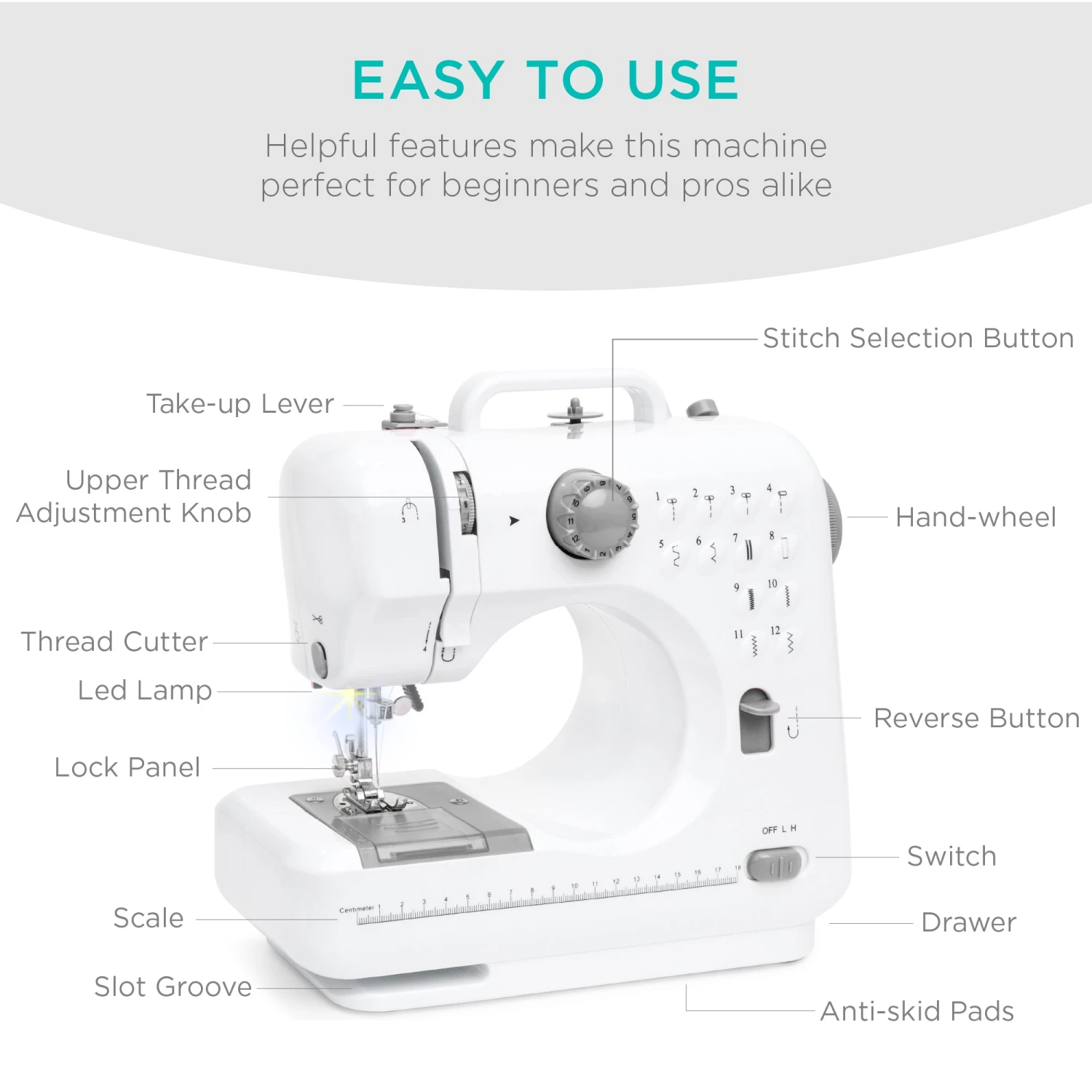Best Choice Products 6V Portable Foot Pedal Sewing Machine W/ 12 Stitch Patterns - Image 11