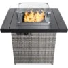 Best Choice Products 32in Fire Pit Table 50,000 BTU Wicker Propane W/ Wind Guard, Cover