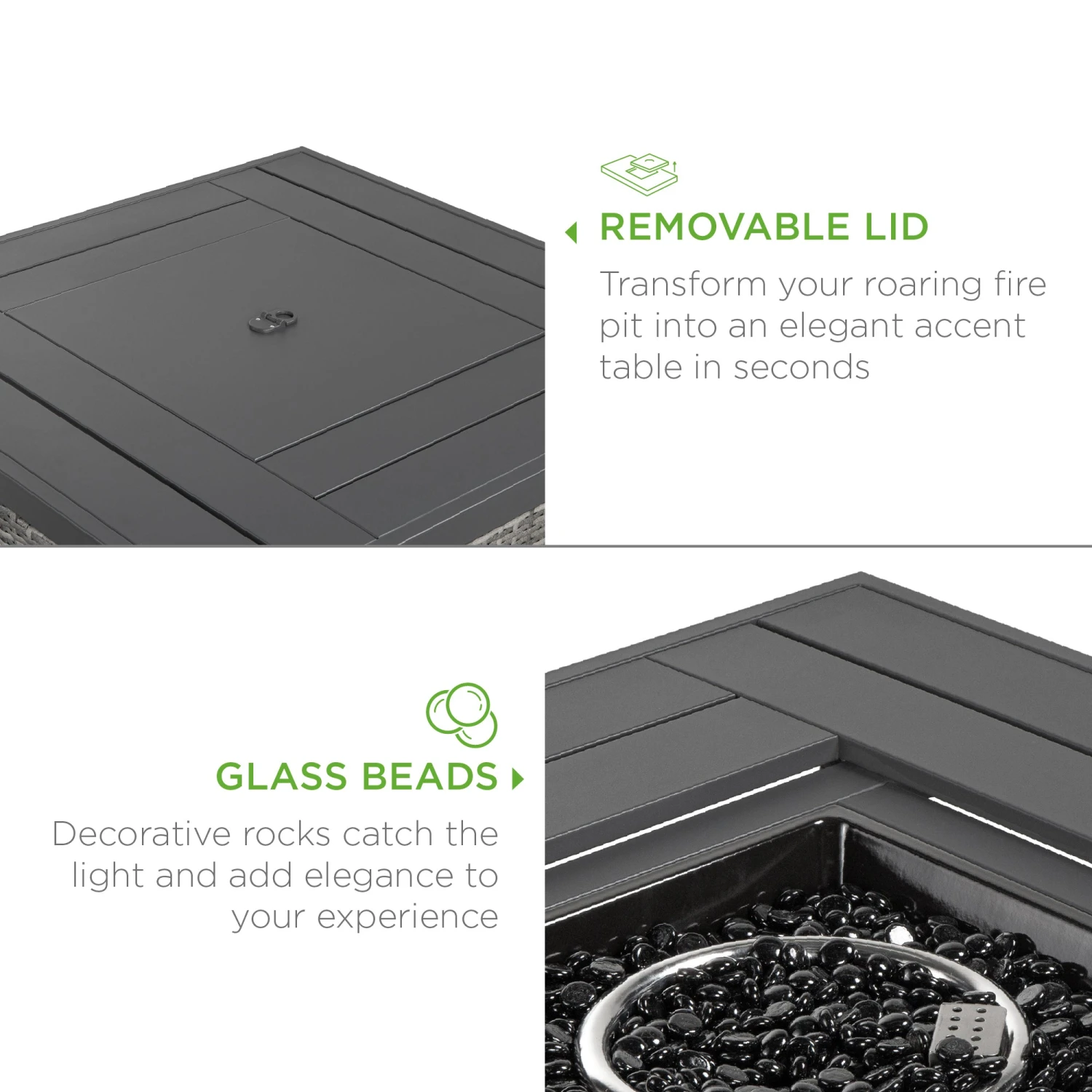 Best Choice Products 32in Fire Pit Table 50,000 BTU Wicker Propane W/ Wind Guard, Cover - Image 4