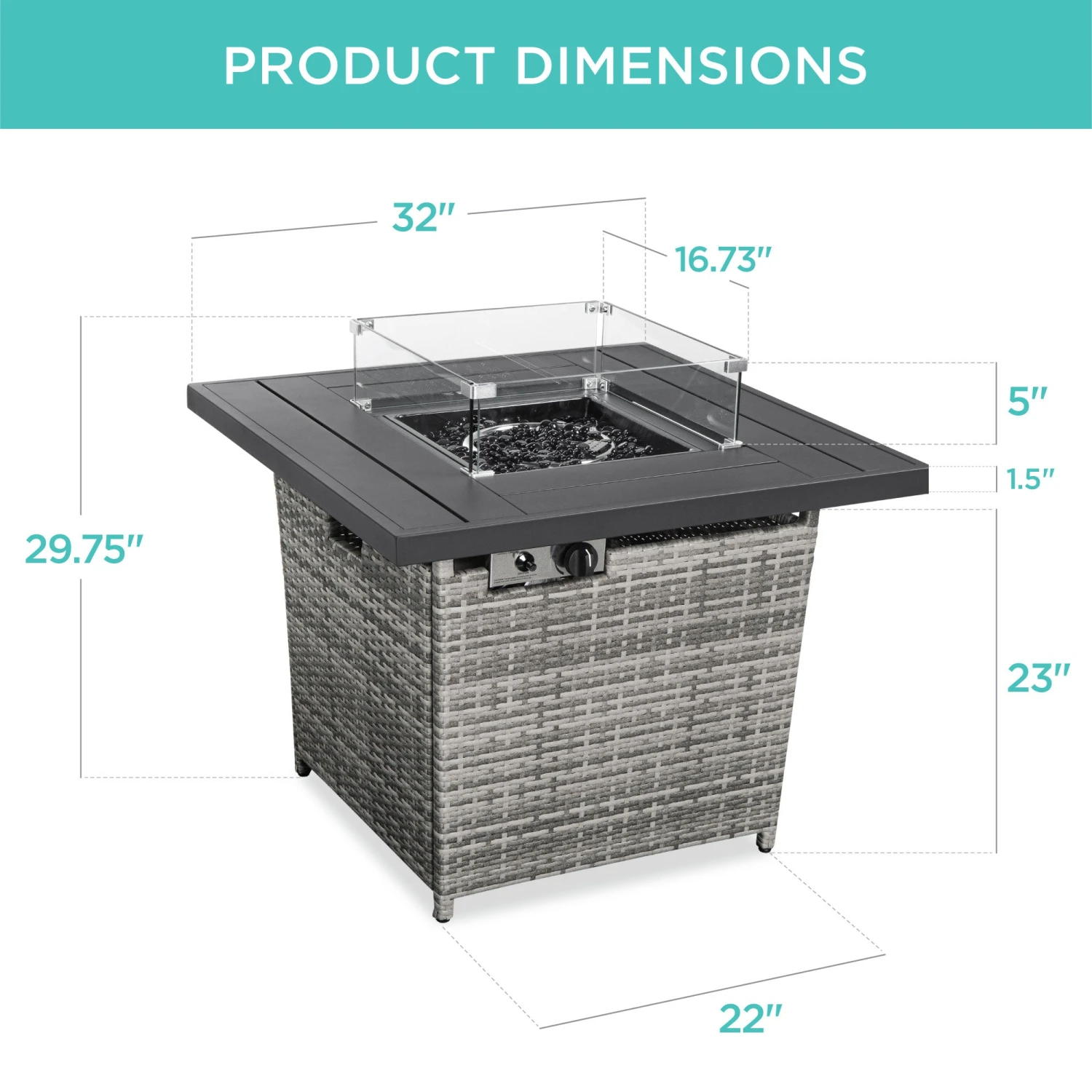 Best Choice Products 32in Fire Pit Table 50,000 BTU Wicker Propane W/ Wind Guard, Cover - Image 7