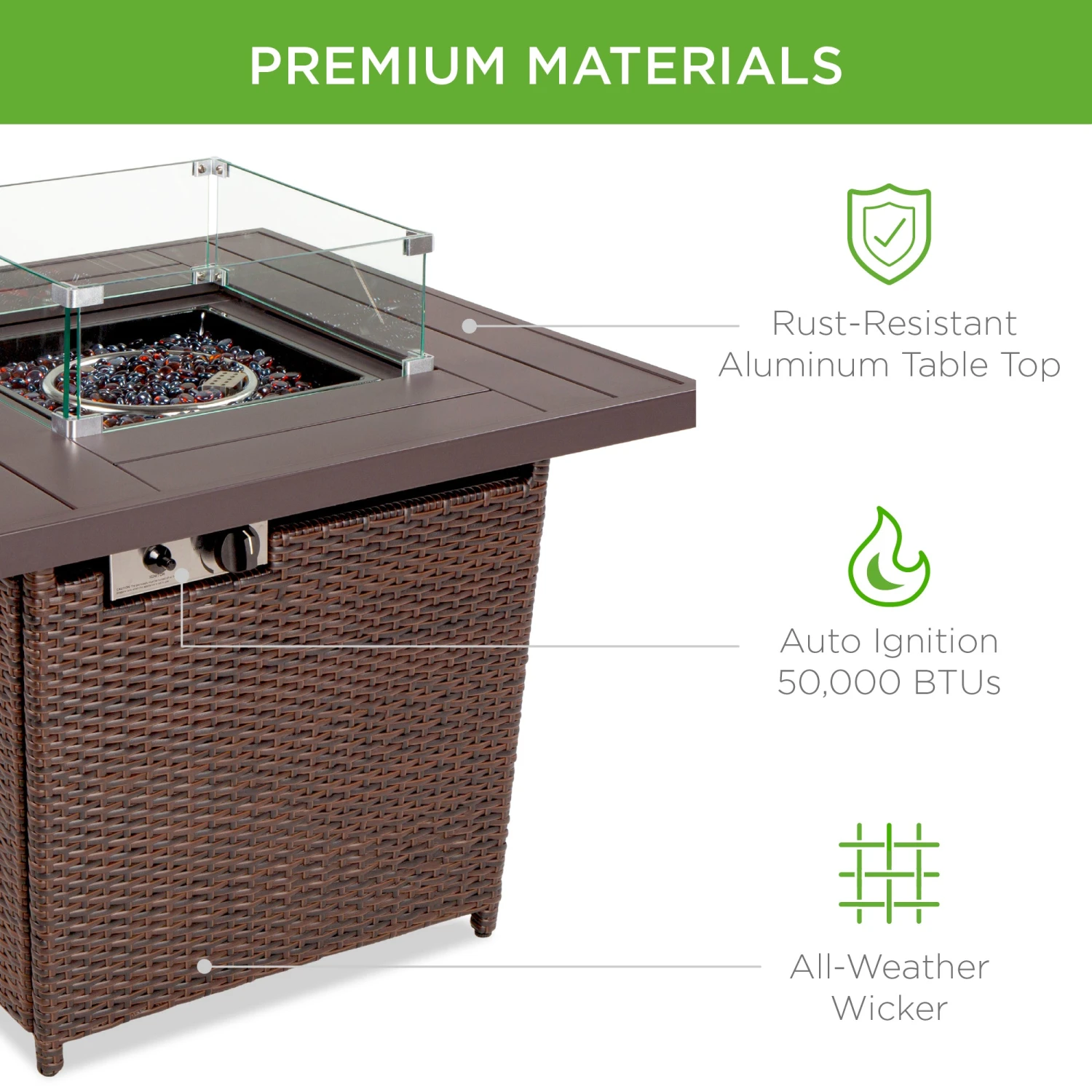 Best Choice Products 32in Fire Pit Table 50,000 BTU Wicker Propane W/ Wind Guard, Cover - Image 12