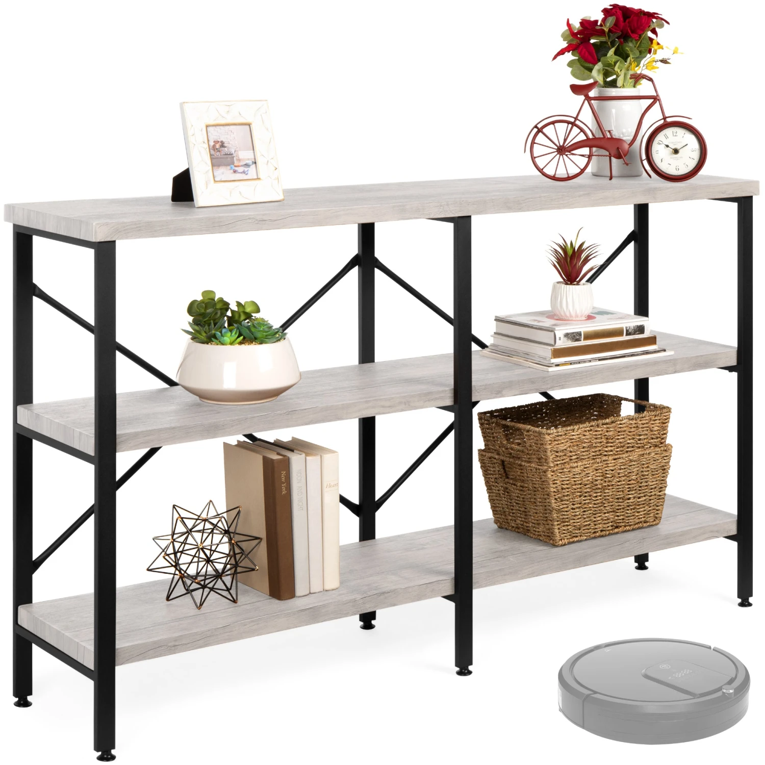 Best Choice Products 3-Tier Industrial Hallway Console Table For Living Room, Entry Way - 55in - Image 8