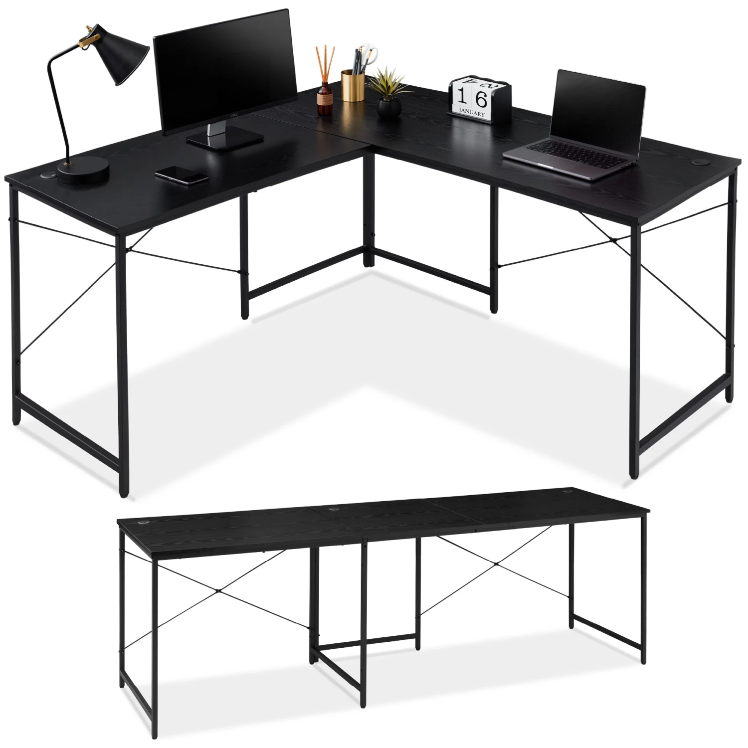 Best Choice Products Modular L-Shaped Office Desk W/Customizable Setup - 94.5in - Image 8