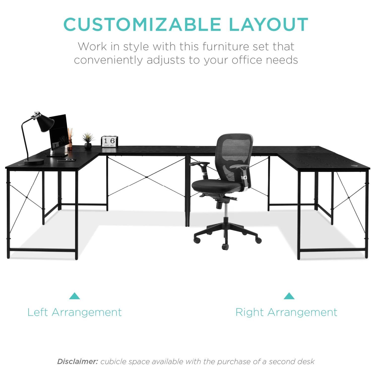 Best Choice Products Modular L-Shaped Office Desk W/Customizable Setup - 94.5in - Image 12