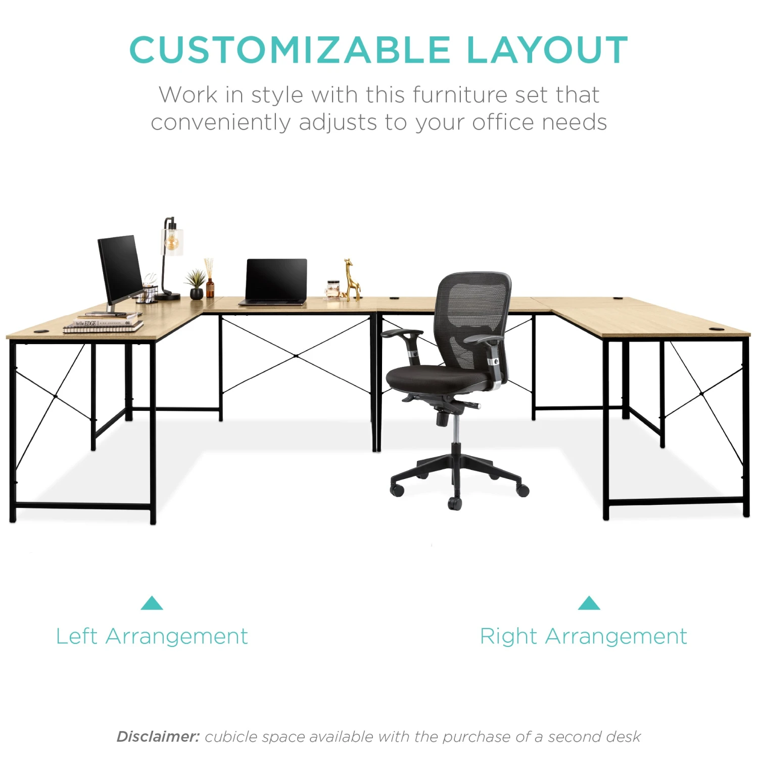 Best Choice Products Modular L-Shaped Office Desk W/Customizable Setup - 94.5in - Image 5