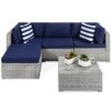 Best Choice Products 5-Piece Modular Wicker Sectional Conversation Set W/ 2 Pillows, Coffee Table