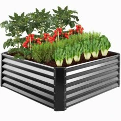 Best Choice Products Outdoor Metal Raised Garden Bed For Vegetables, Flowers, Herbs - 4x4x1.5ft