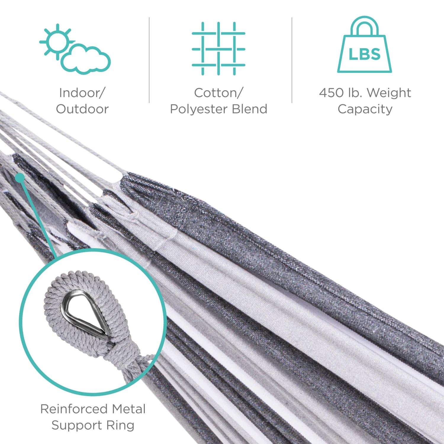 Best Choice Products 2-Person Brazilian-Style Double Hammock W/ Carrying Bag And Steel Stand - Image 11