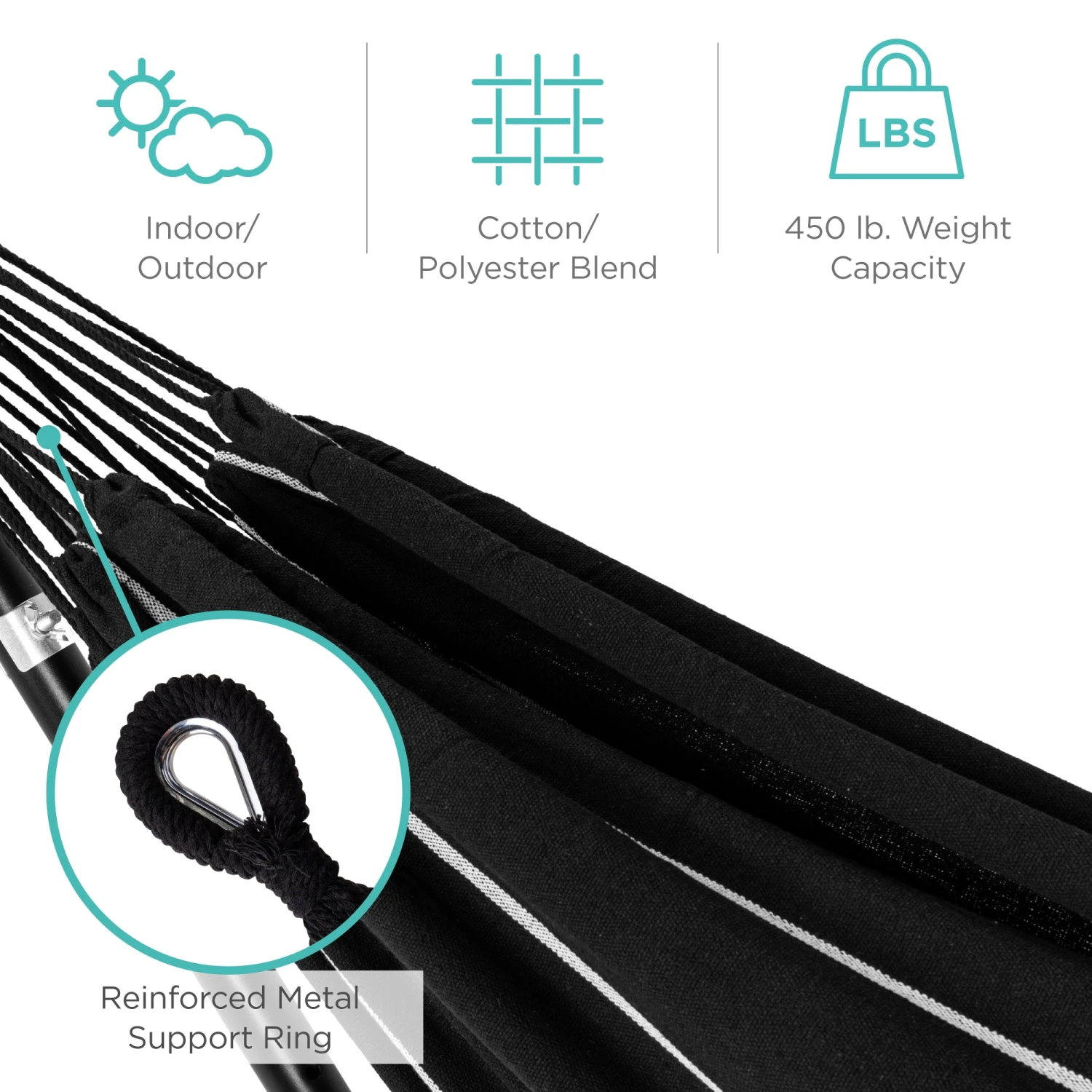 Best Choice Products 2-Person Brazilian-Style Double Hammock W/ Carrying Bag And Steel Stand - Image 5