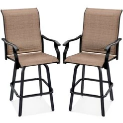 Best Choice Products Set Of 2 Swivel Barstools W/ 360 Rotation, All-Weather Mesh