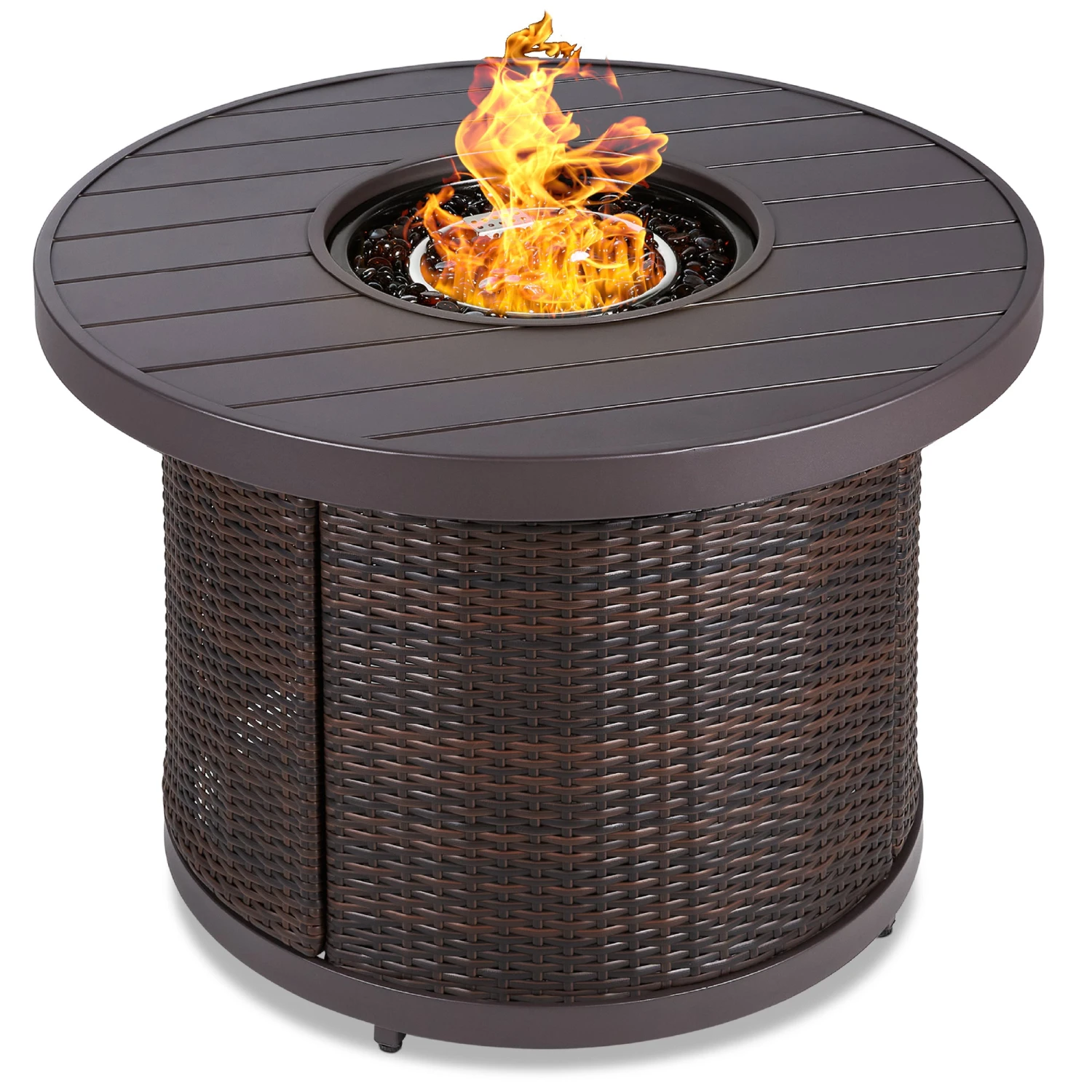 Best Choice Products Round Fire Pit Table, 50,000 BTU Outdoor Wicker Firepit W/ Cover - 32in - Image 8