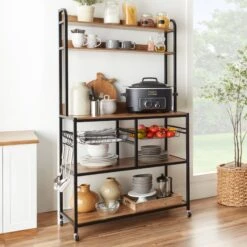 Best Choice Products Counter-Height Baker's Rack W/ Locking Wheels, Adjustable Feet - 67in