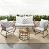 Best Choice Products 4-Piece Rope Wicker Outdoor Conversation Set W/ Cushions, Table