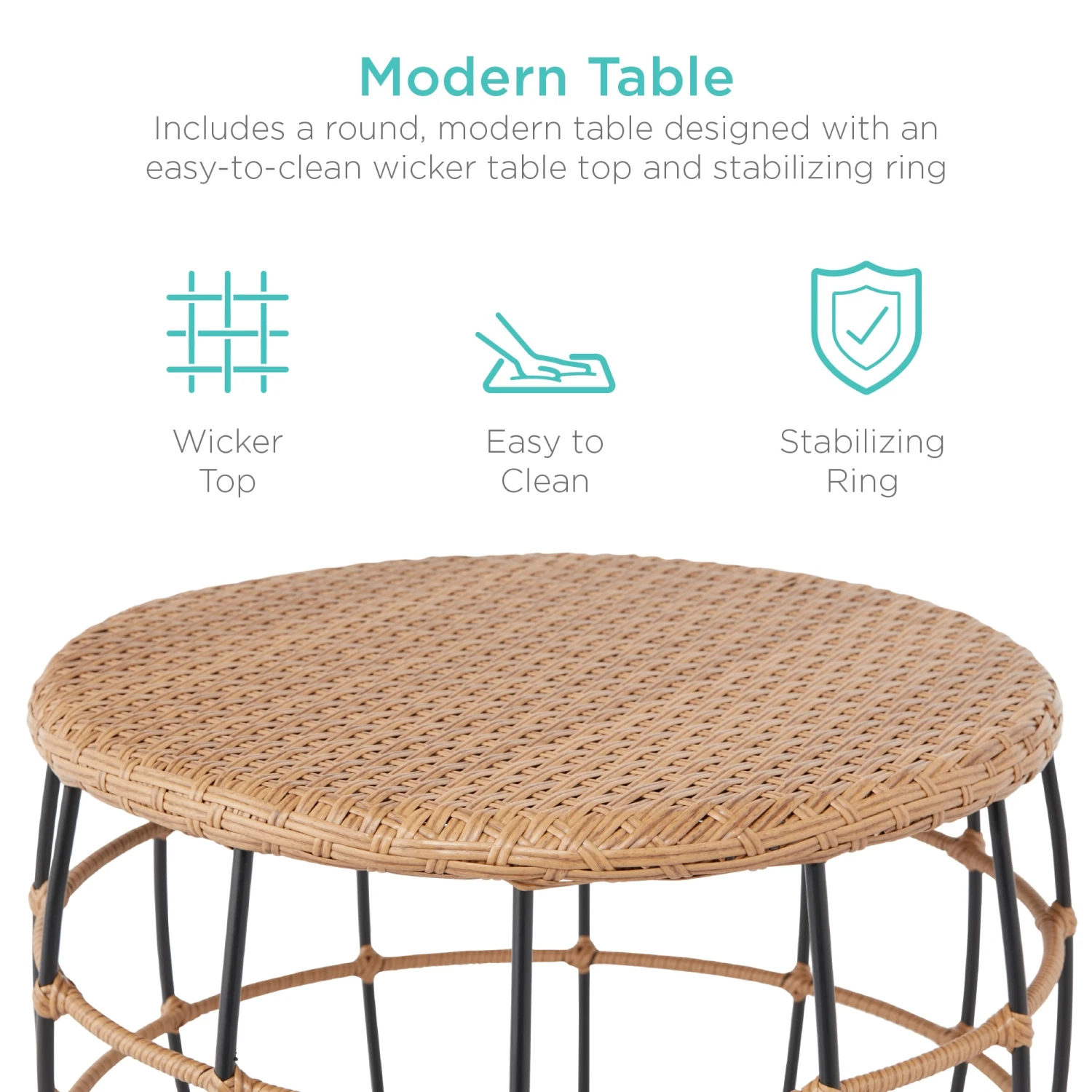 Best Choice Products 4-Piece Rope Wicker Outdoor Conversation Set W/ Cushions, Table - Image 5