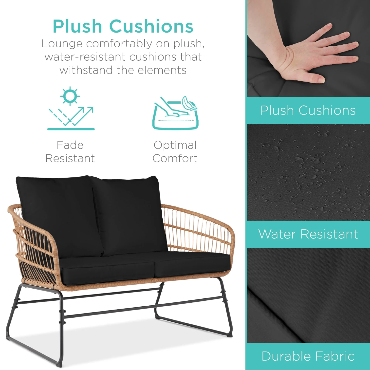 Best Choice Products 4-Piece Rope Wicker Outdoor Conversation Set W/ Cushions, Table - Image 10