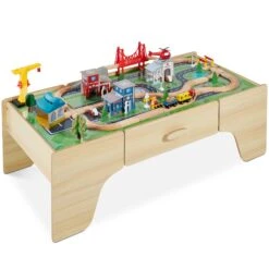 Best Choice Products 35-Piece Train Table, Large Multipurpose Playset W/ Reversible Table Top