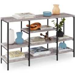 Best Choice Products 4-Tier Industrial Console Table W/ Tall Shelf Space - 55in