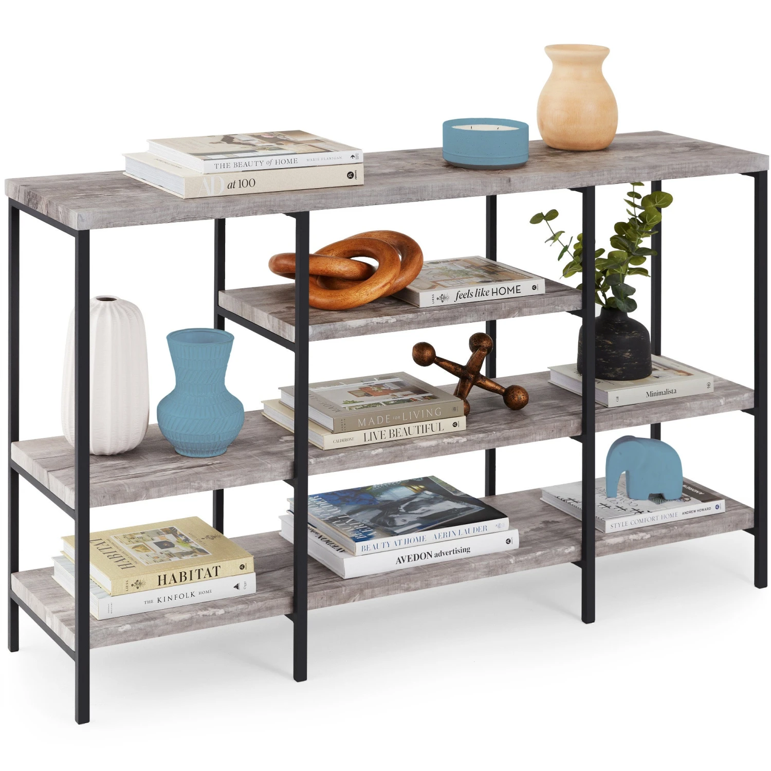 Best Choice Products 4-Tier Industrial Console Table W/ Tall Shelf Space - 55in