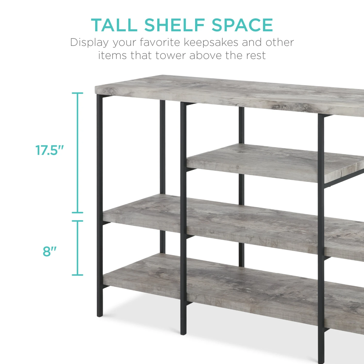 Best Choice Products 4-Tier Industrial Console Table W/ Tall Shelf Space - 55in - Image 2