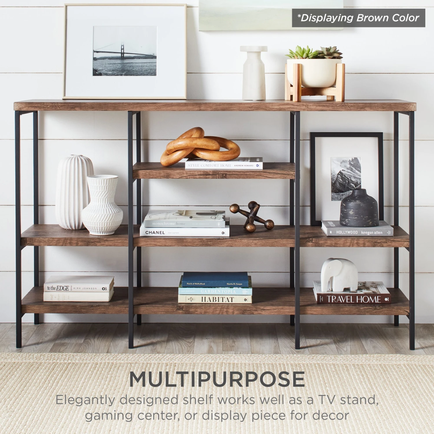 Best Choice Products 4-Tier Industrial Console Table W/ Tall Shelf Space - 55in - Image 4