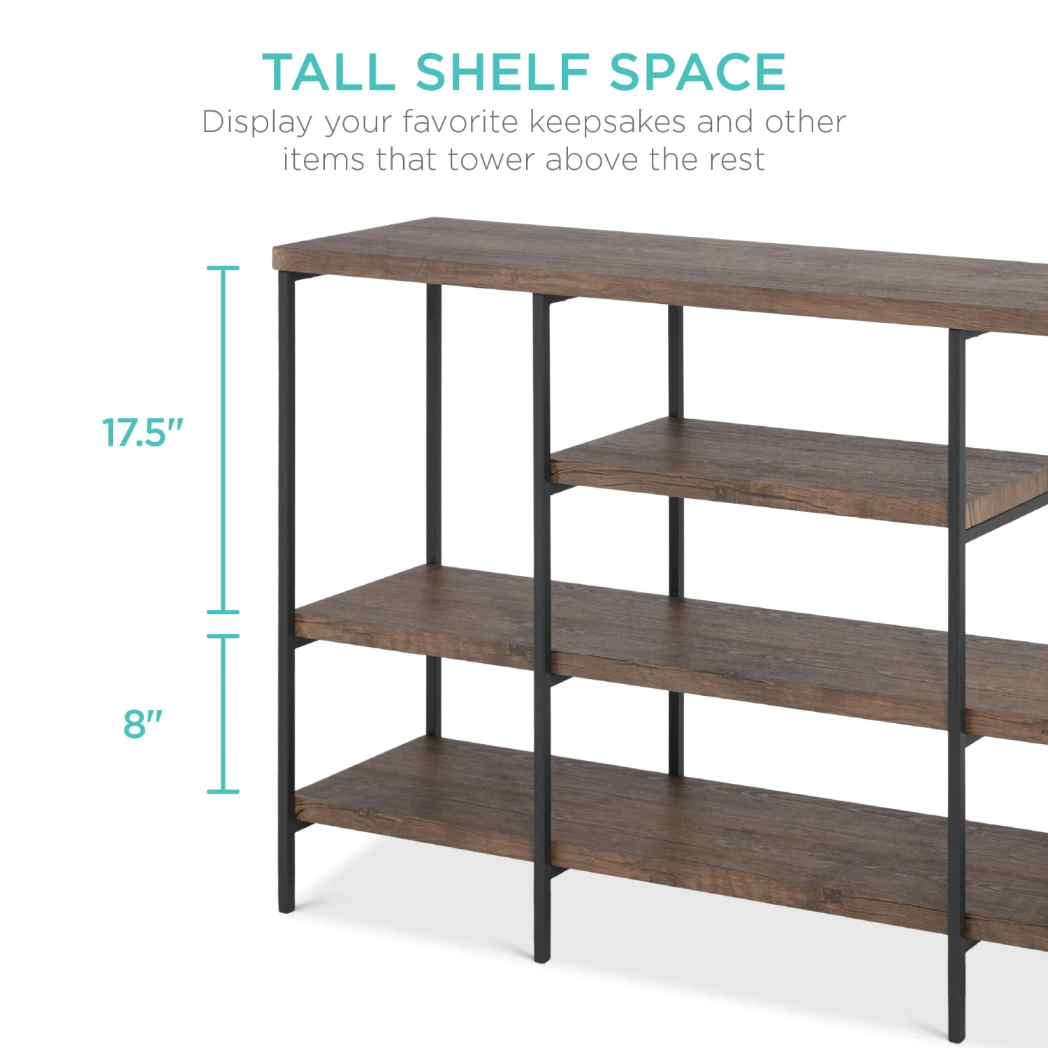 Best Choice Products 4-Tier Industrial Console Table W/ Tall Shelf Space - 55in - Image 9
