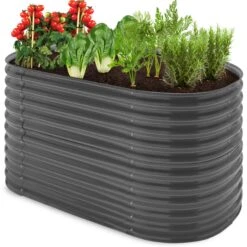 Best Choice Products Raised Oval Garden Bed, Customizable Elevated Outdoor Metal Planter - 63in
