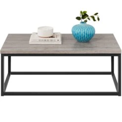 Best Choice Products 44in Modern Industrial Rectangular Wood Grain Coffee Table W/ Metal Frame