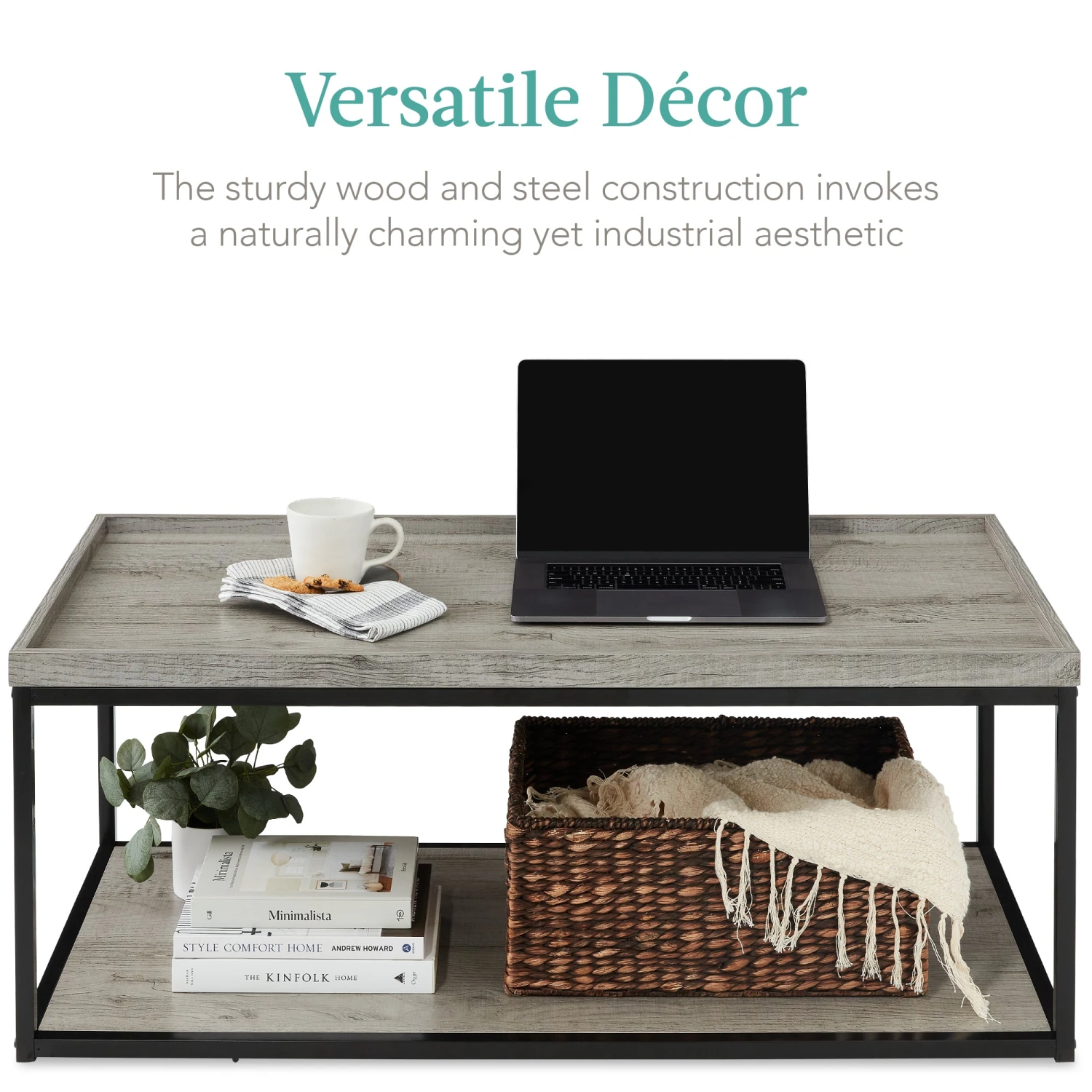 Best Choice Products 2-Tier Rectangular Tray Top Coffee Table W/ Metal Frame, Shelf - 44in - Image 12