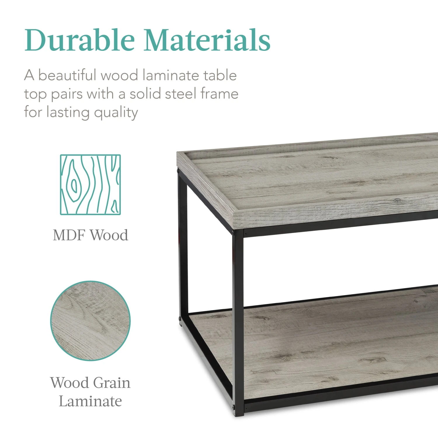 Best Choice Products 2-Tier Rectangular Tray Top Coffee Table W/ Metal Frame, Shelf - 44in - Image 13