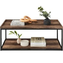 Best Choice Products 2-Tier Rectangular Tray Top Coffee Table W/ Metal Frame, Shelf - 44in