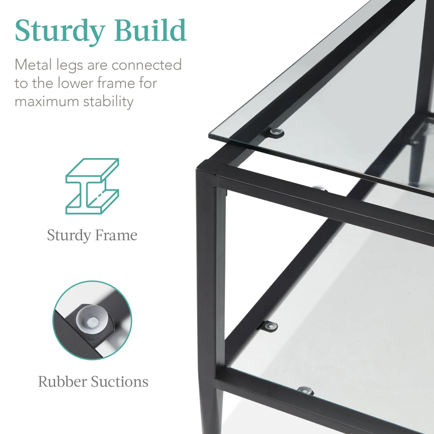 Best Choice Products 2-Tier Large Square Coffee Table Living Room Accent W/ Glass Top - 32" - Image 10