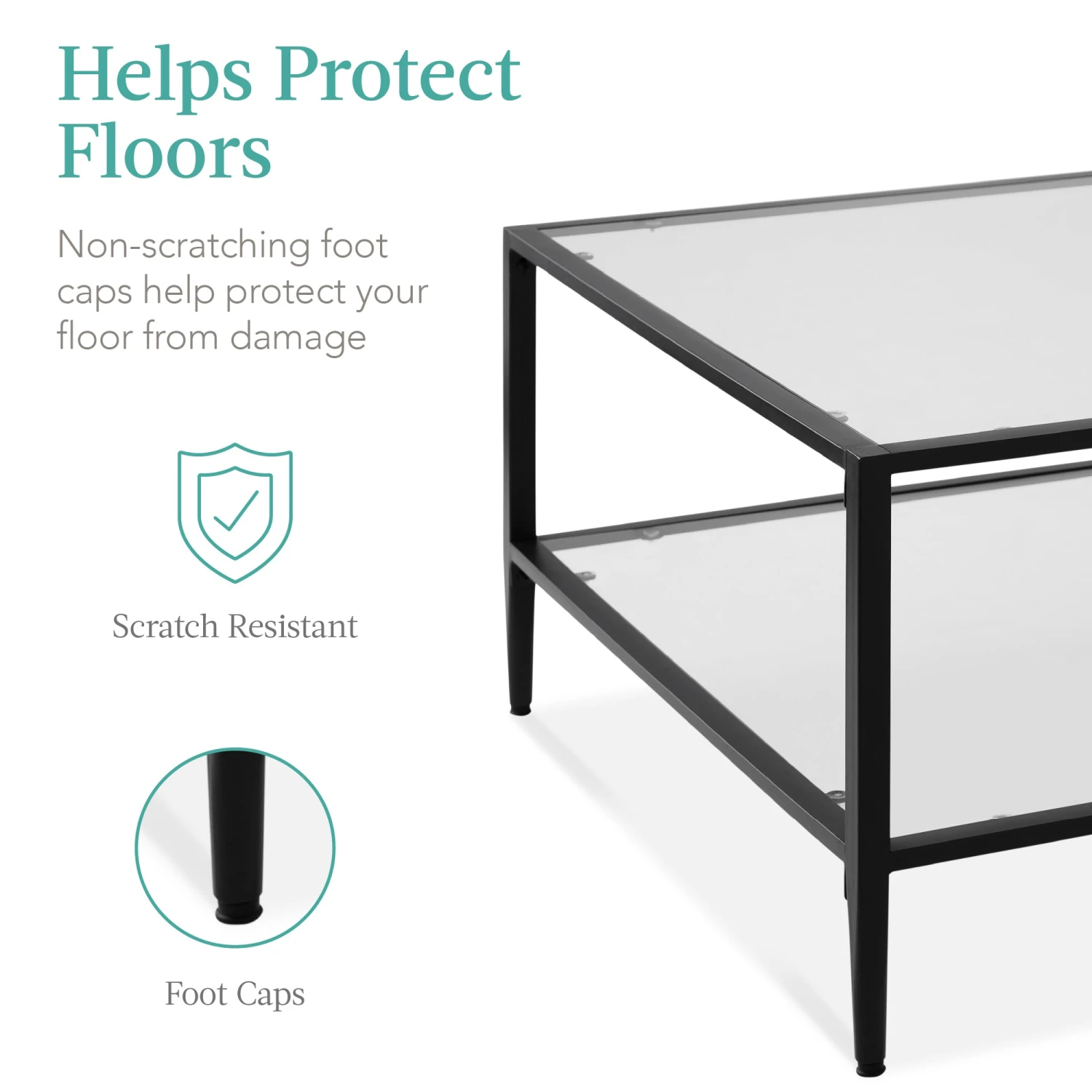 Best Choice Products 2-Tier Large Square Coffee Table Living Room Accent W/ Glass Top - 32" - Image 12